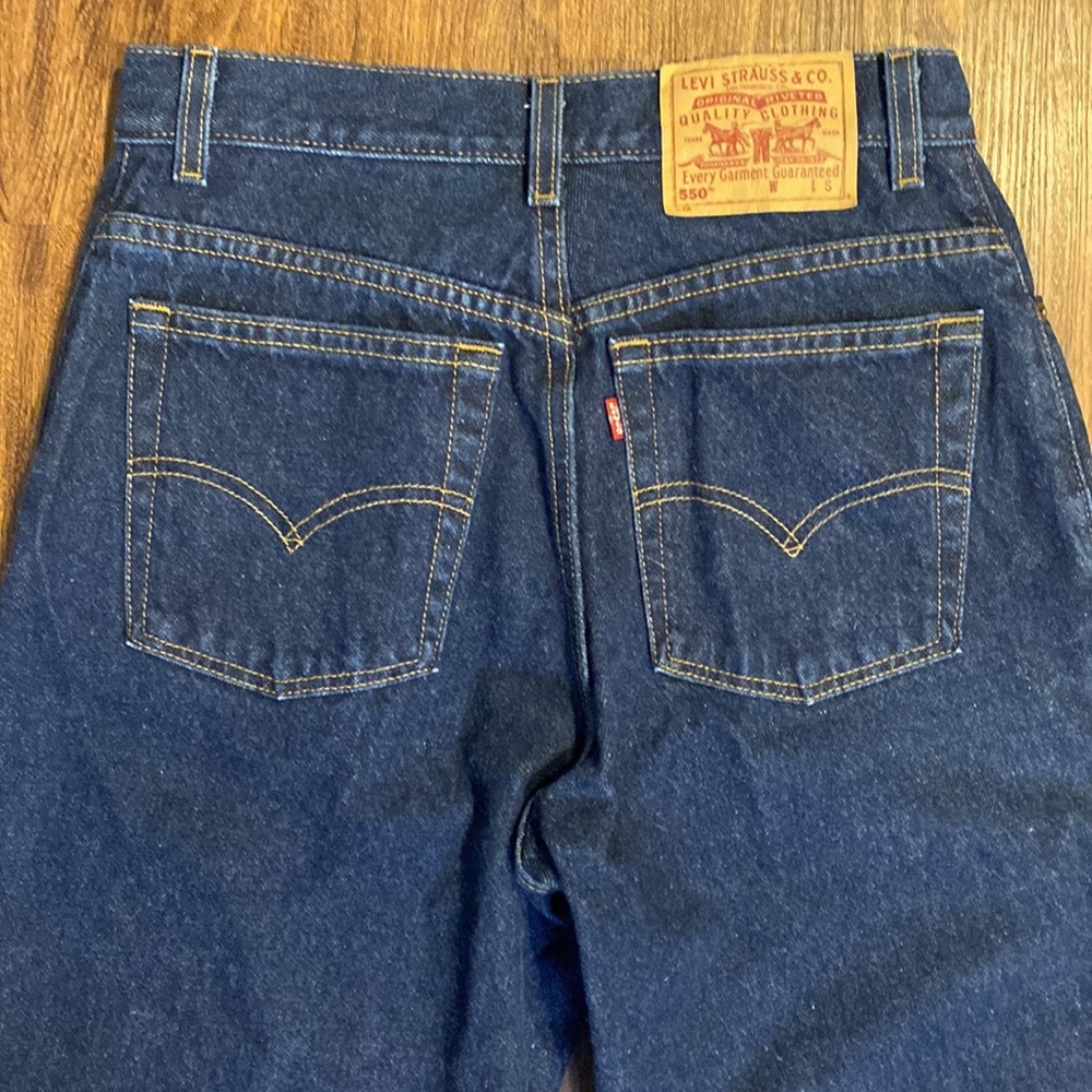 Vintage Levi 550 Relaxed Fit Tapered Leg High Waisted Dark Wash Mom Jeans-28X28 - Picture 12 of 16